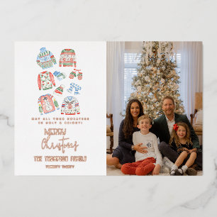 Niedliche Ugly Sweater Frohe Weihnachts-Foto Rose  Folien Feiertagskarte