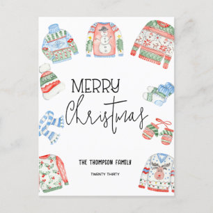 Niedliche Ugly Sweater Frohe Weihnachtsfeier Postk Feiertagspostkarte