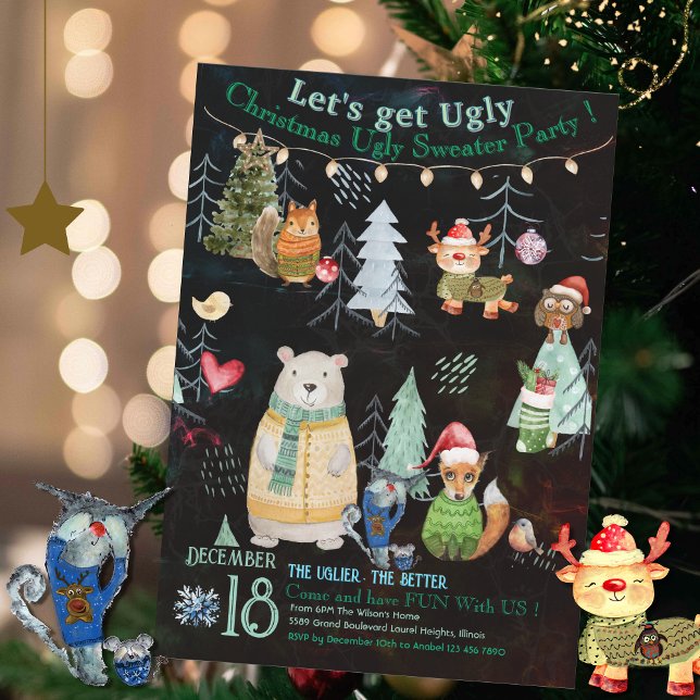 Niedliche Ugly Sweater Weihnachtsfeier Party Einla Einladung (Cute Ugly Sweater Christmas Party Invitation)