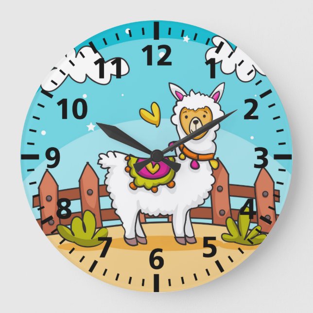 Niedliche Uhr für Lama-Kinderzimmer (Vorderseite)