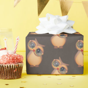 niedliche Uhu mit Brille Geschenkpapier