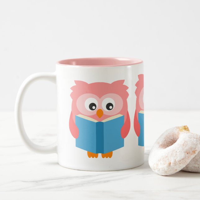 Niedliche Uhu Zweifarbige Tasse (Mit Donut)