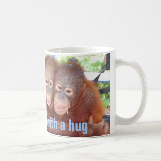 Niedliche Umarmungs-Tasse mit Tieren Kaffeetasse (Rechts)