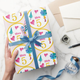 Niedliche Umbrella Girl Geschenkpapier