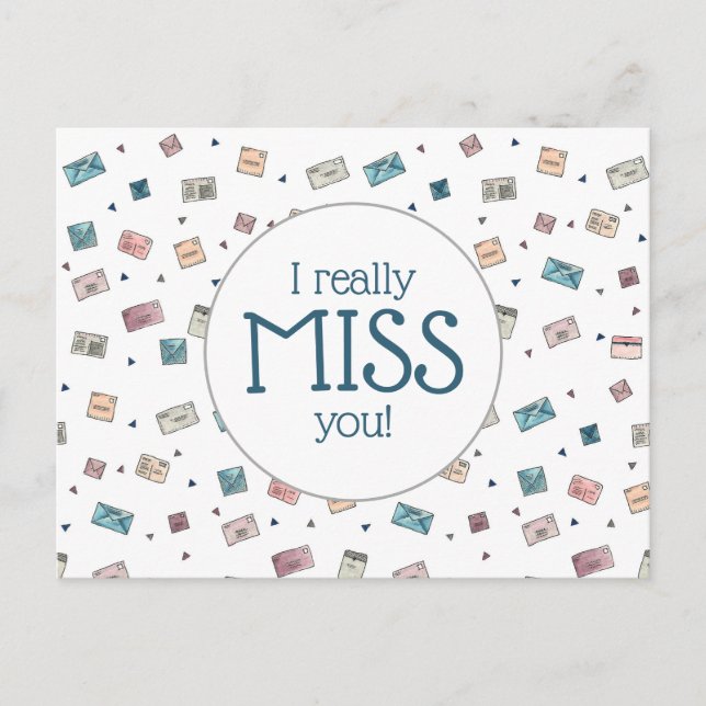 Niedliche Umschläge wirklich Miss You Teacher Postkarte (Vorderseite)
