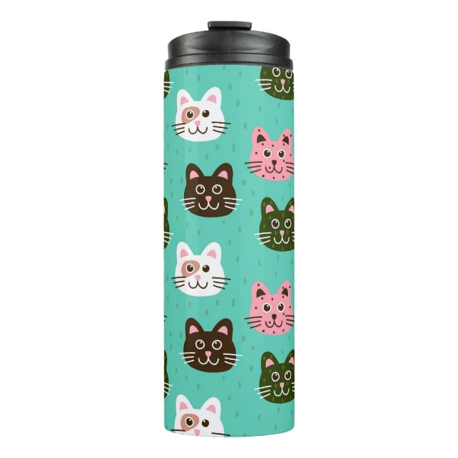 Niedliche und adorable Katzen Katzenmuster| Thermosbecher (Vorderseite)