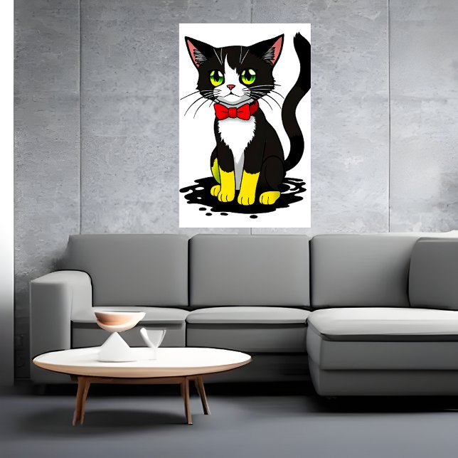 Niedliche und bezaubernde Schwarz-weiße Katze | Ar Poster (Von Creator hochgeladen)