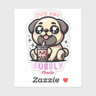 Niedliche und bubbly Mops Animal Lover Gift Aufkleber