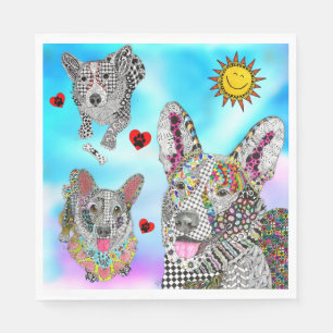 Niedliche und bunte Corgi-Servietten Serviette