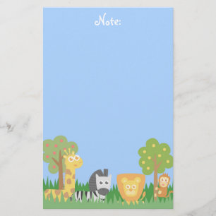 Niedliche und bunte Safari-Tiere, für Kinder Briefpapier