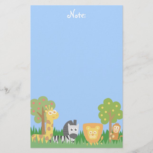 Niedliche und bunte Safari-Tiere, für Kinder Briefpapier (Vorderseite)