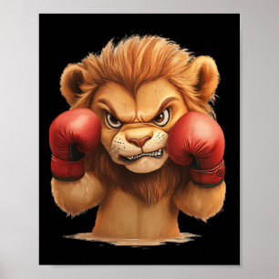Niedliche und Coole Löwe mit Boxhandschuhen für Lä Poster