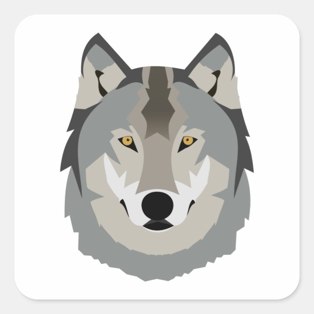 Niedliche und Coole Wolfskleidung, Illustriertes T Quadratischer Aufkleber (Vorderseite)