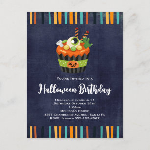 Niedliche und cremefarbene Halloween-Cupcake-Party Einladungspostkarte