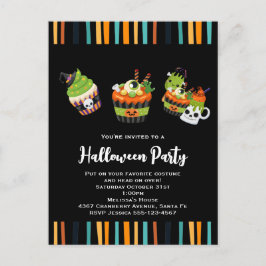 Niedliche und cremefarbene Halloween-Leckereien Ei Postkarte