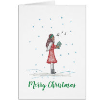 Niedliche und einfache Caroler Weihnachtskarte