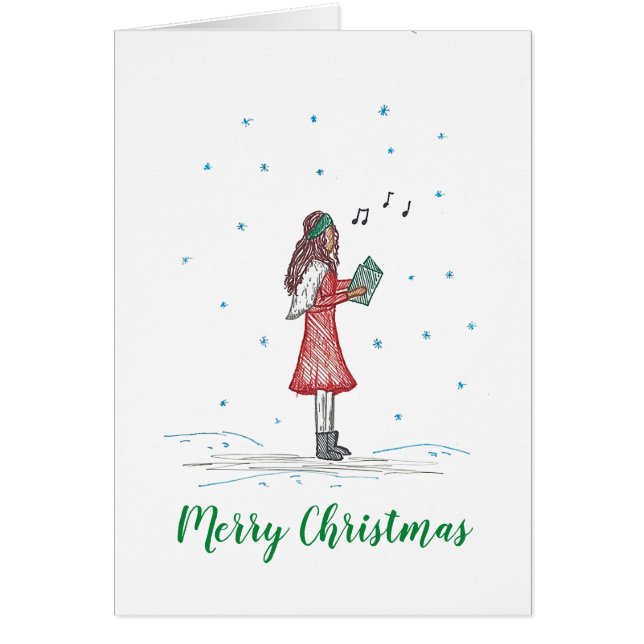 Niedliche und einfache Caroler Weihnachtskarte (Vorne)