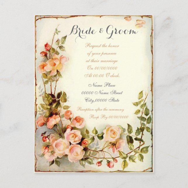 niedliche und elegante Einladungen für Hochzeiten. (Vorderseite)