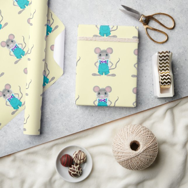 Niedliche und elegante kleine Maus Geschenkpapier (Kunsthandwerk)