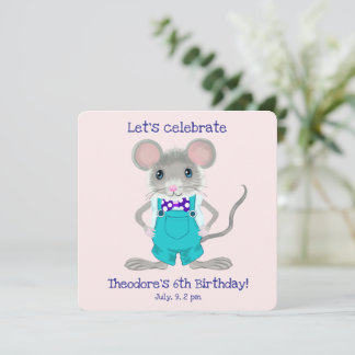 Niedliche und elegante Kleinmaus zum Geburtstag Einladung