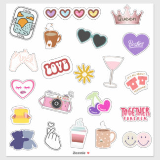 Niedliche und farbenfrohe Best Friend Sticker Pack