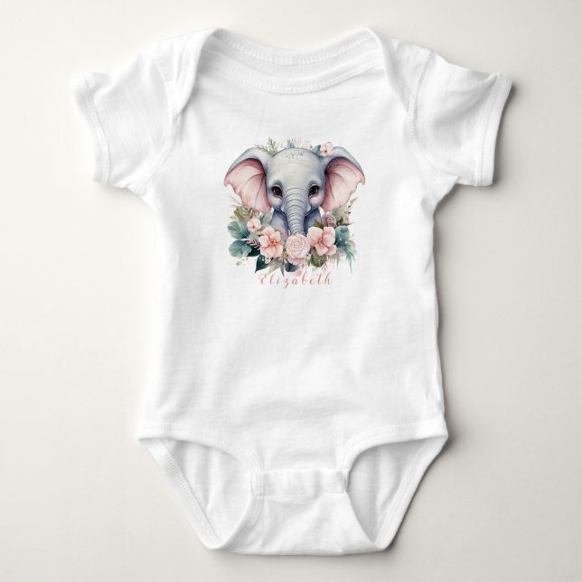 Niedliche und farbenfrohe Blütenlephe Baby Strampler (Vorderseite)