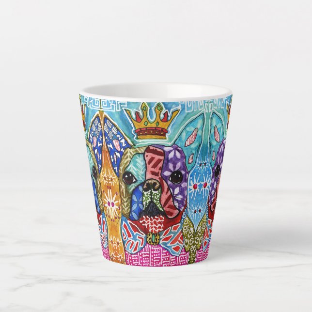 Niedliche und farbenfrohe Boston Terrier Pop Art Milchtasse (Vorderseite)