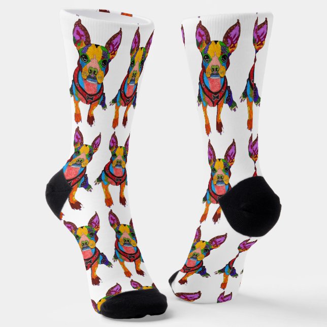 Niedliche und farbenfrohe Boston Terrier Socks Socken (Gewinkelt)
