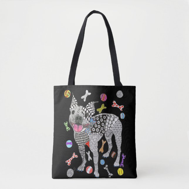 Niedliche und farbenfrohe Boston Terrier Tote Bag Tasche (Vorderseite)