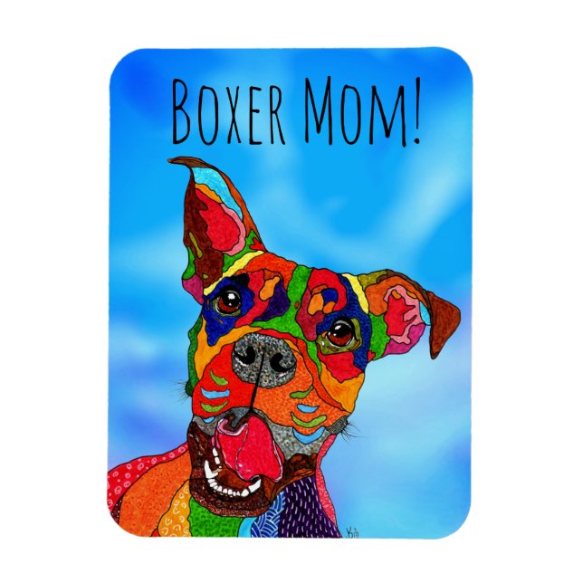 Niedliche und farbenfrohe Boxer Magnet 3"x4" (Vertikal)