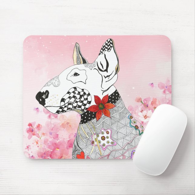 Niedliche und farbenfrohe Bull Terrier Mousepad (Mit Mouse)