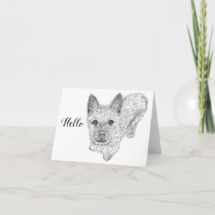 Niedliche und farbenfrohe Cairn Terrier Grußkarte Dankeskarte