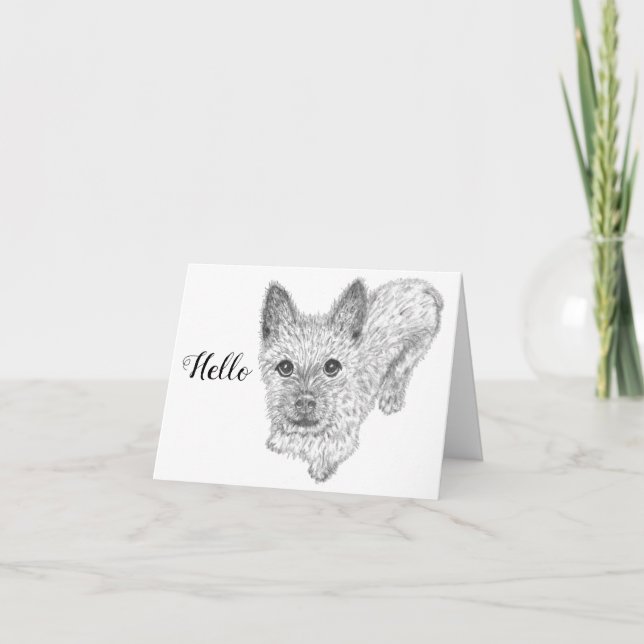 Niedliche und farbenfrohe Cairn Terrier Grußkarte Dankeskarte (Vorderseite)