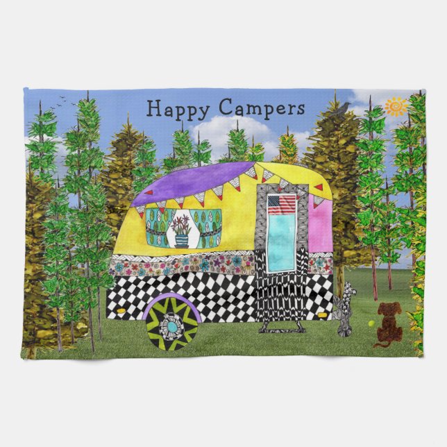 Niedliche und farbenfrohe Campers Küchenhandtücher Geschirrtuch (Horizontal)