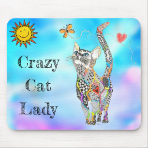 Niedliche und farbenfrohe Cat Lady Mousepad