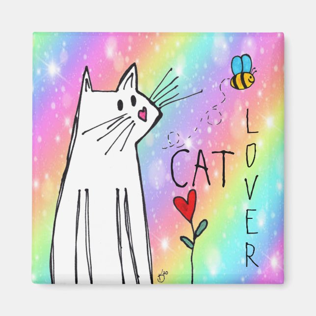Niedliche und farbenfrohe Cat Lover Magnet (Vorne)