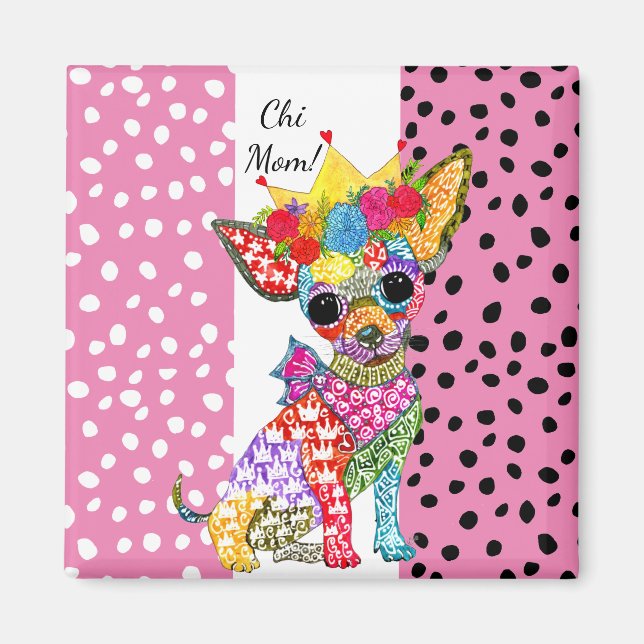 Niedliche und farbenfrohe Chihuahua Magnet (Vorne)
