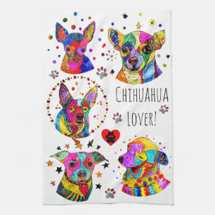 Niedliche und farbenfrohe Chihuahua Oberküche Hand Geschirrtuch