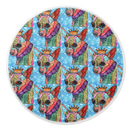 Niedliche und farbenfrohe Chihuahua Pop Art Keramikknauf