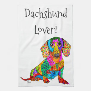 Niedliche und farbenfrohe Dackel Handtuch