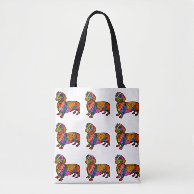 Niedliche und farbenfrohe Dackel Traumtasche Tasche (Vorderseite)