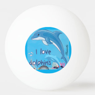 Niedliche und farbenfrohe Delphine - Zitate Name Tischtennisball