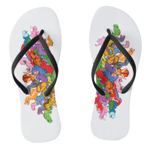 Niedliche und farbenfrohe Dinosaurier Flip Flops