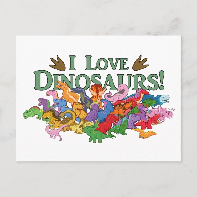 Niedliche und farbenfrohe Dinosaurier Postkarte (Vorderseite)