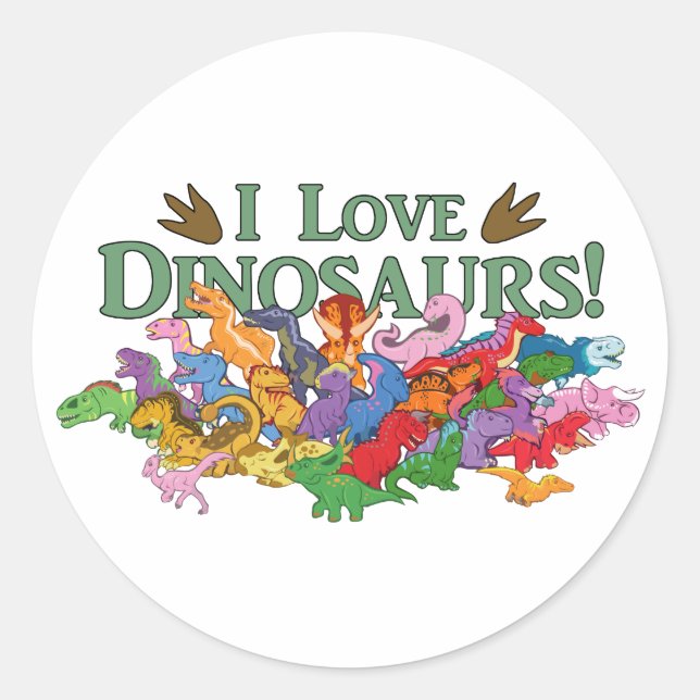 Niedliche und farbenfrohe Dinosaurier Runder Aufkleber (Vorderseite)