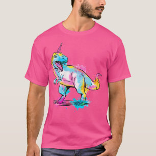 Niedliche und farbenfrohe Einhornwasserfarbe Dinos T-Shirt