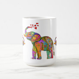 Niedliche und farbenfrohe Elefantenwelt-Tasse Kaffeetasse
