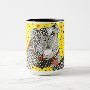 Niedliche und farbenfrohe englische Bulldog-Tasse Tasse