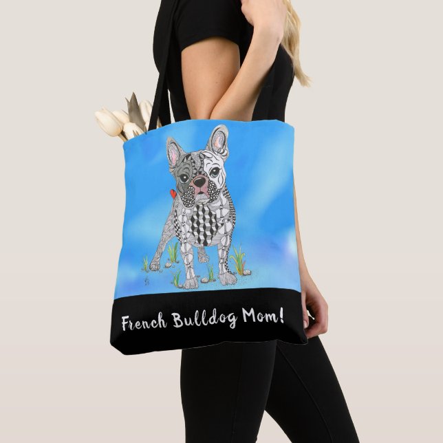 Niedliche und farbenfrohe französische Bulldog-Tot Tasche (Von Nahem)