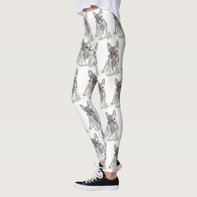 Niedliche und farbenfrohe französische Bulldoggen- Leggings (Links)
